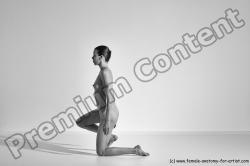 Nude Yoga poses Woman White Moving poses Slim long brown Dynamic poses Pinup